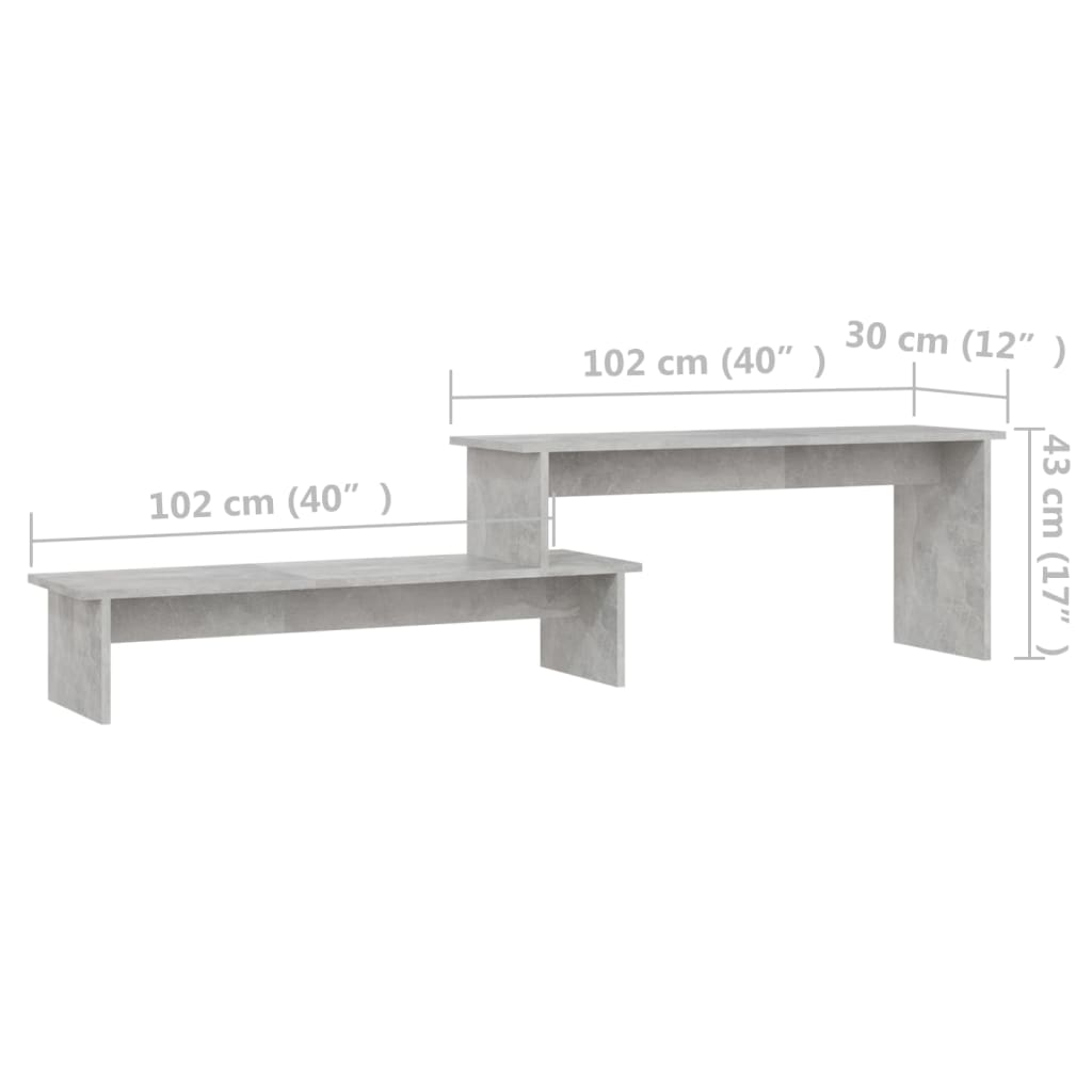 Tv-meubel 180x30x43 cm bewerkt hout betongrijs