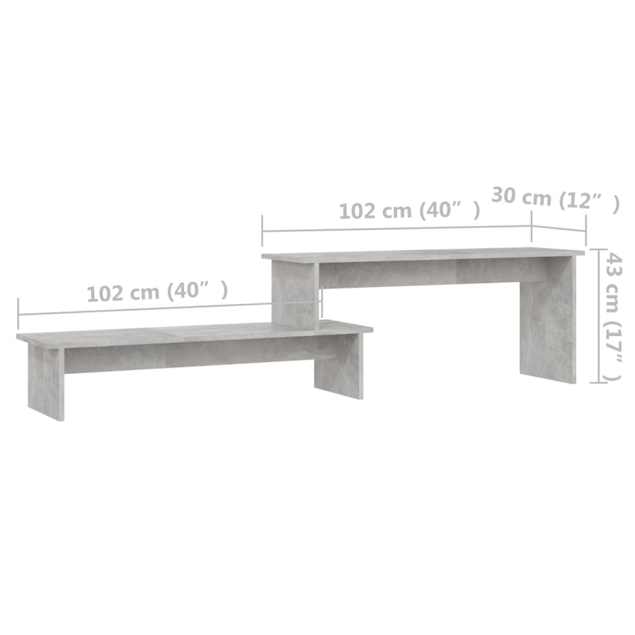 Tv-meubel 180x30x43 cm bewerkt hout betongrijs