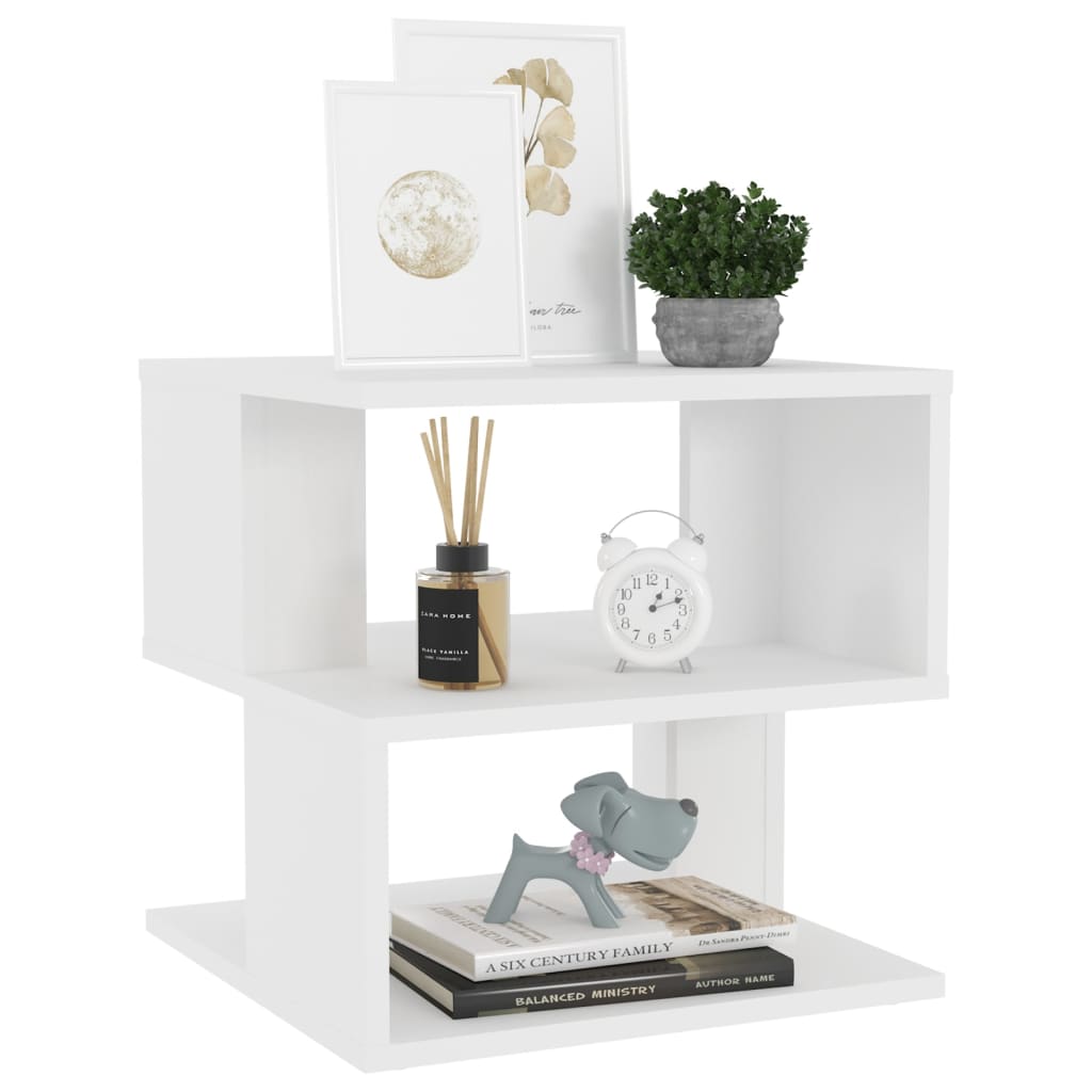 Bijzettafel 40x40x40 cm bewerkt hout wit Wit