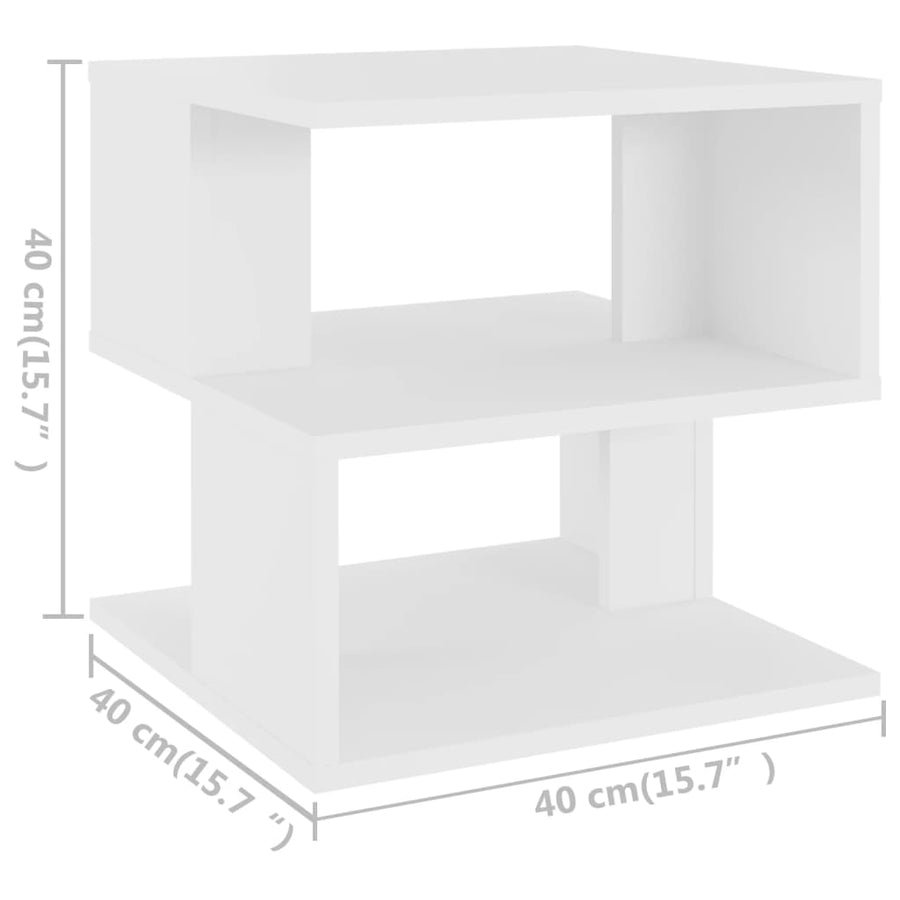 Bijzettafel 40x40x40 cm bewerkt hout wit Wit