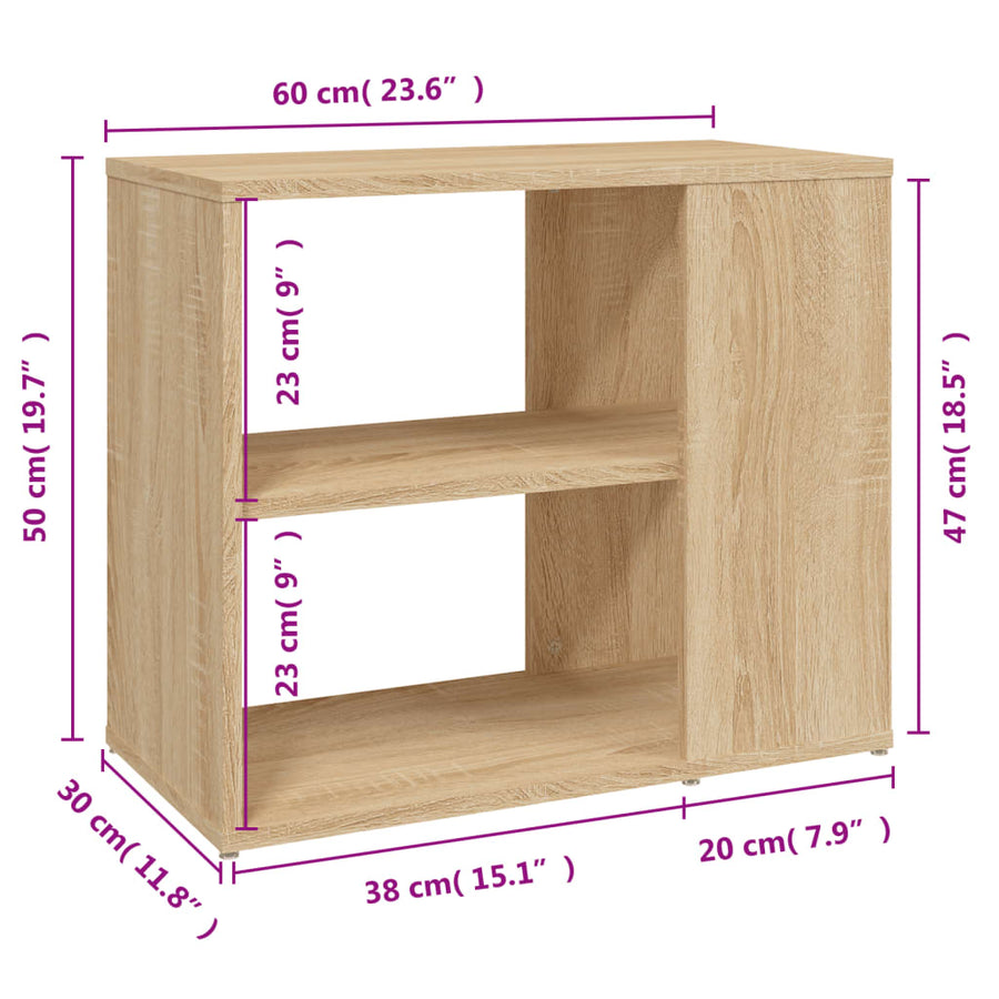 Bijzetkast 60X30X50 Cm Spaanplaat Kleurig Sonoma eiken