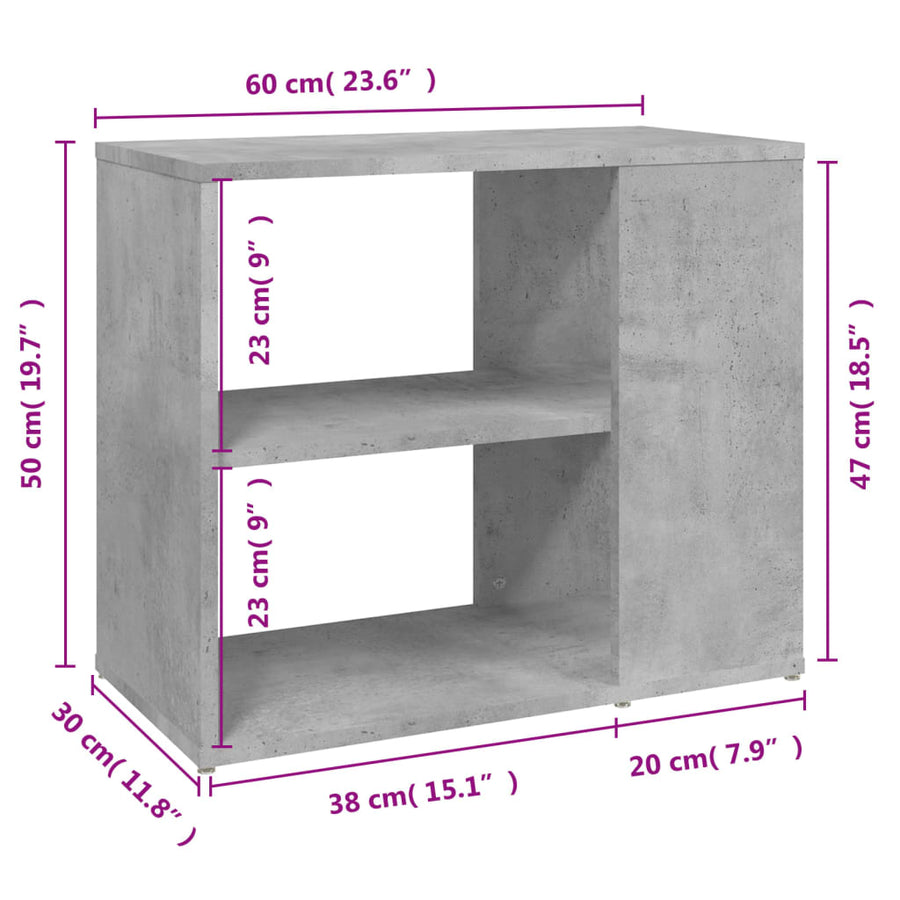 Bijzetkast 60X30X50 Cm Spaanplaat Betongrijs