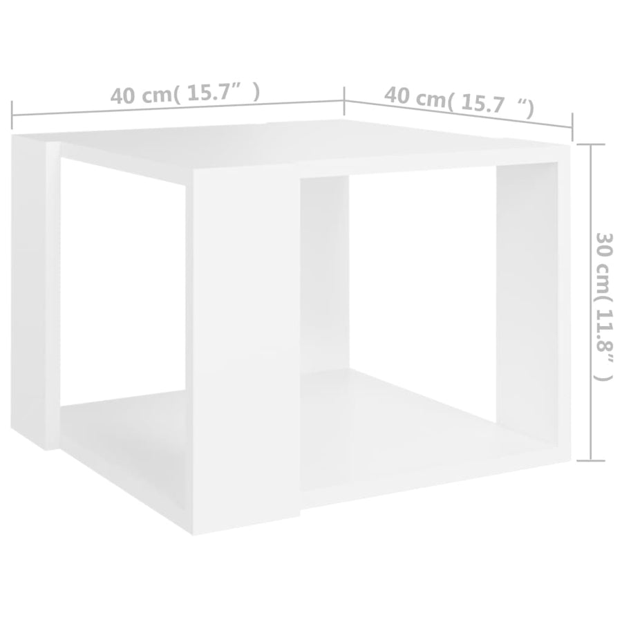 Salontafel 40x40x30 cm bewerkt hout wit Wit