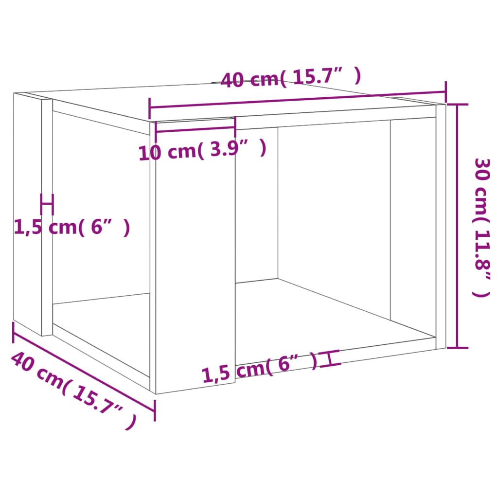 Salontafel 40X40X30 Cm Bewerkt Hout Kleurig Sonoma eiken