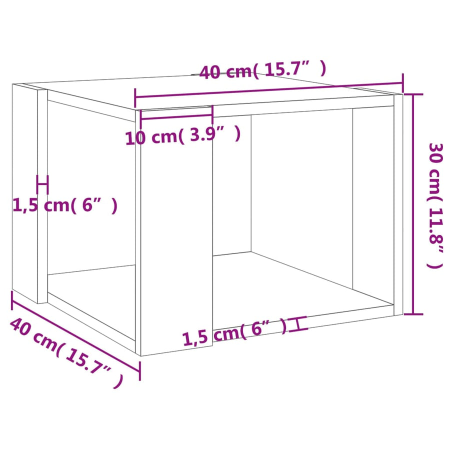Salontafel 40X40X30 Cm Bewerkt Hout Kleurig Sonoma eiken