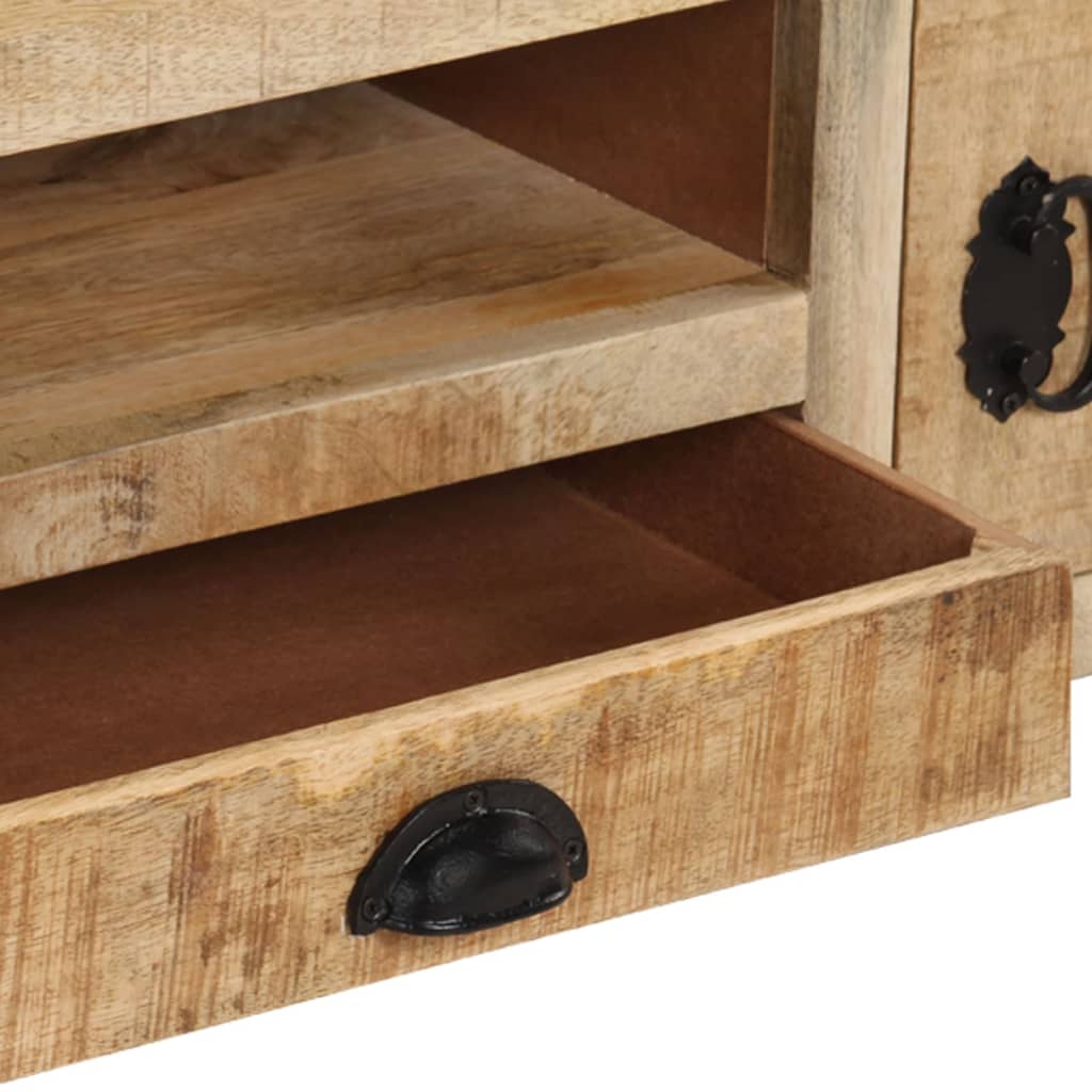 Tv-meubel met wieltjes 110x30x37 cm ruw mangohout