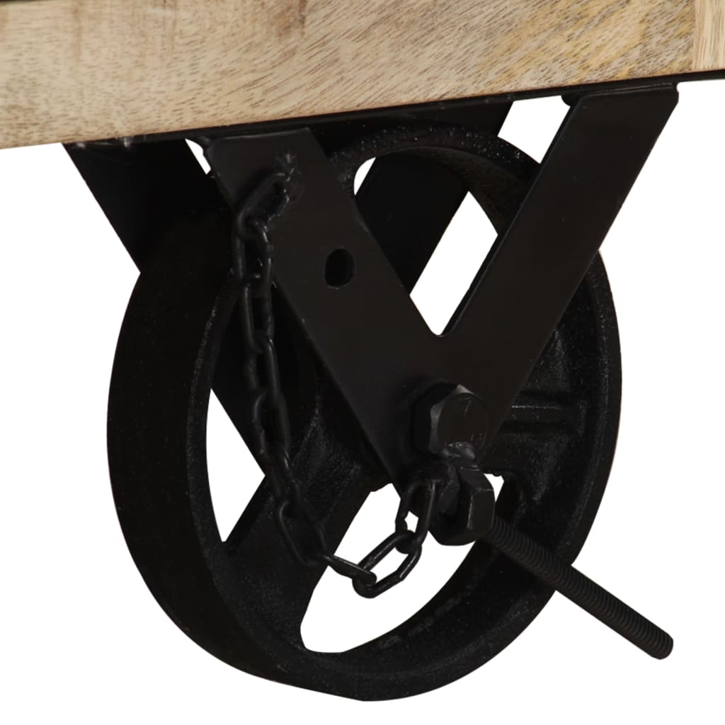 Tv-meubel met wieltjes 110x30x37 cm ruw mangohout