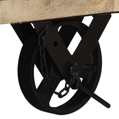 Tv-meubel met wieltjes 110x30x37 cm ruw mangohout