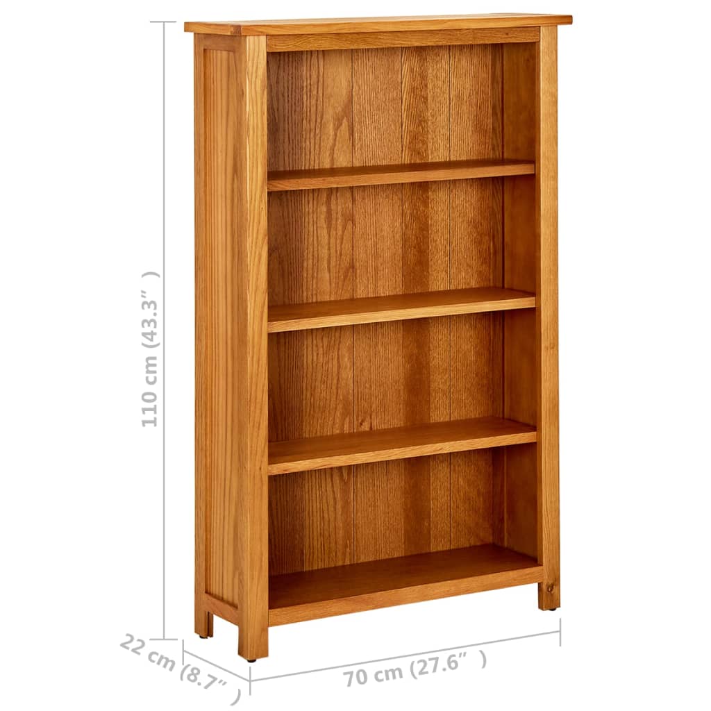 Boekenkast Met 4 Schappen Massief Eikenhout 70 x 22 x 110 cm