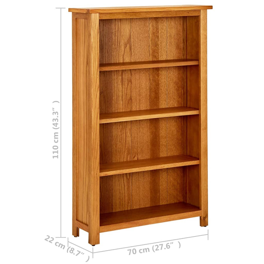 Boekenkast Met 4 Schappen Massief Eikenhout 70 x 22 x 110 cm