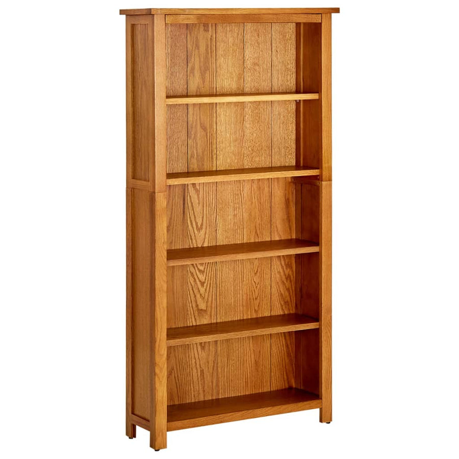 Boekenkast Met 5 Schappen Massief Eikenhout 70 x 22 x 140 cm