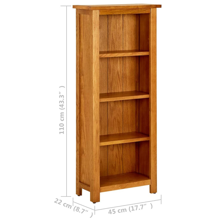 Boekenkast Met 4 Schappen Massief Eikenhout 45 x 22 x 110 cm