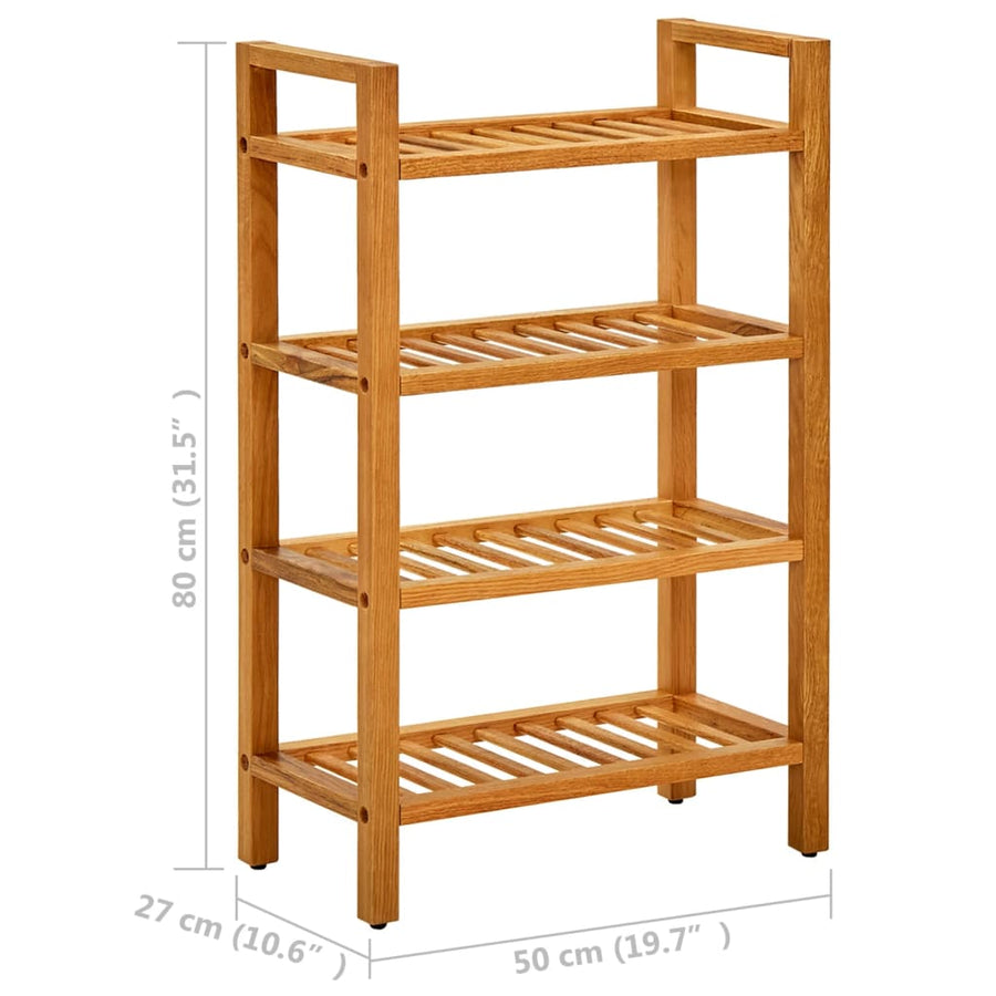 Schoenenrek Met 4 Schappen Massief Eikenhout 50 x 27 x 80 cm