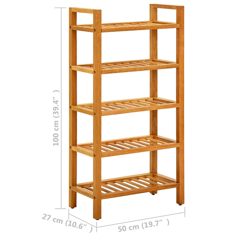 Schoenenrek Met 5 Schappen Massief Eikenhout 50 x 27 x 100 cm