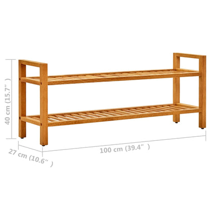 Schoenenrek Met 2 Schappen Massief Eikenhout 100 x 27 x 40 cm