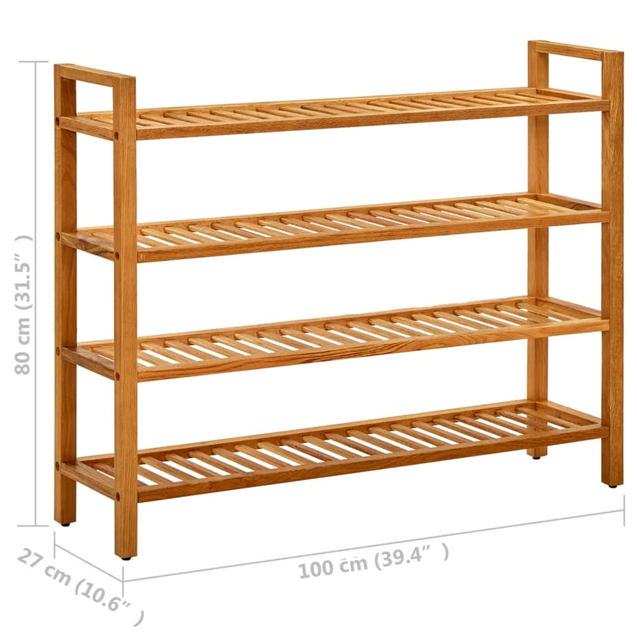 Schoenenrek Met 4 Schappen Massief Eikenhout 100 x 27 x 80 cm