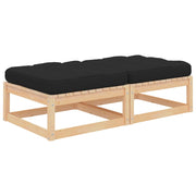 Voetenbank massief grenenhout 70x70x30 cm met kussen