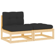 2-Piece Lounge Set with Cushions Solid Pine Wood