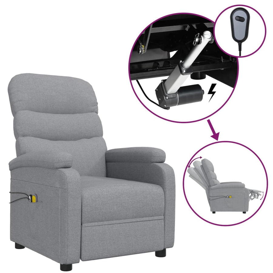 Massagestoel Elektrisch Stof Lichtgrijs
