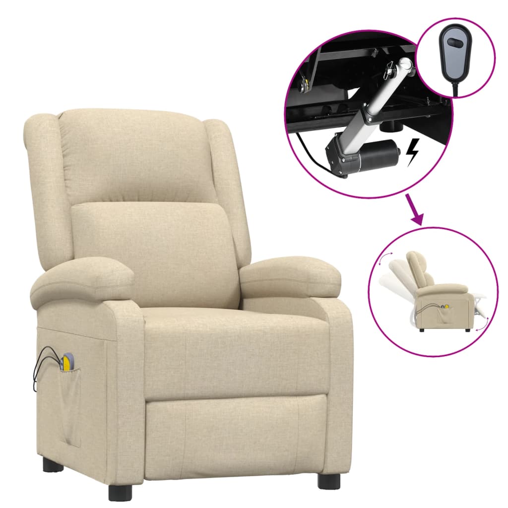 Massagestoel Elektrisch Stof Kleurig Crème