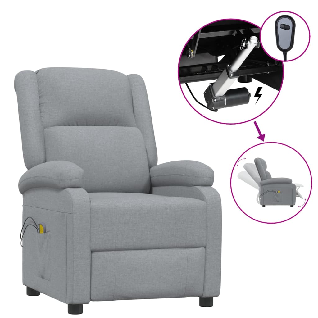 Massagestoel Elektrisch Stof Lichtgrijs