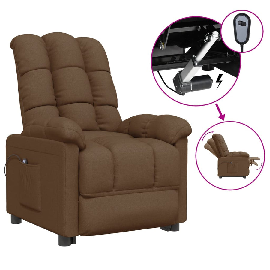 Fauteuil verstelbaar elektrisch stof bruin