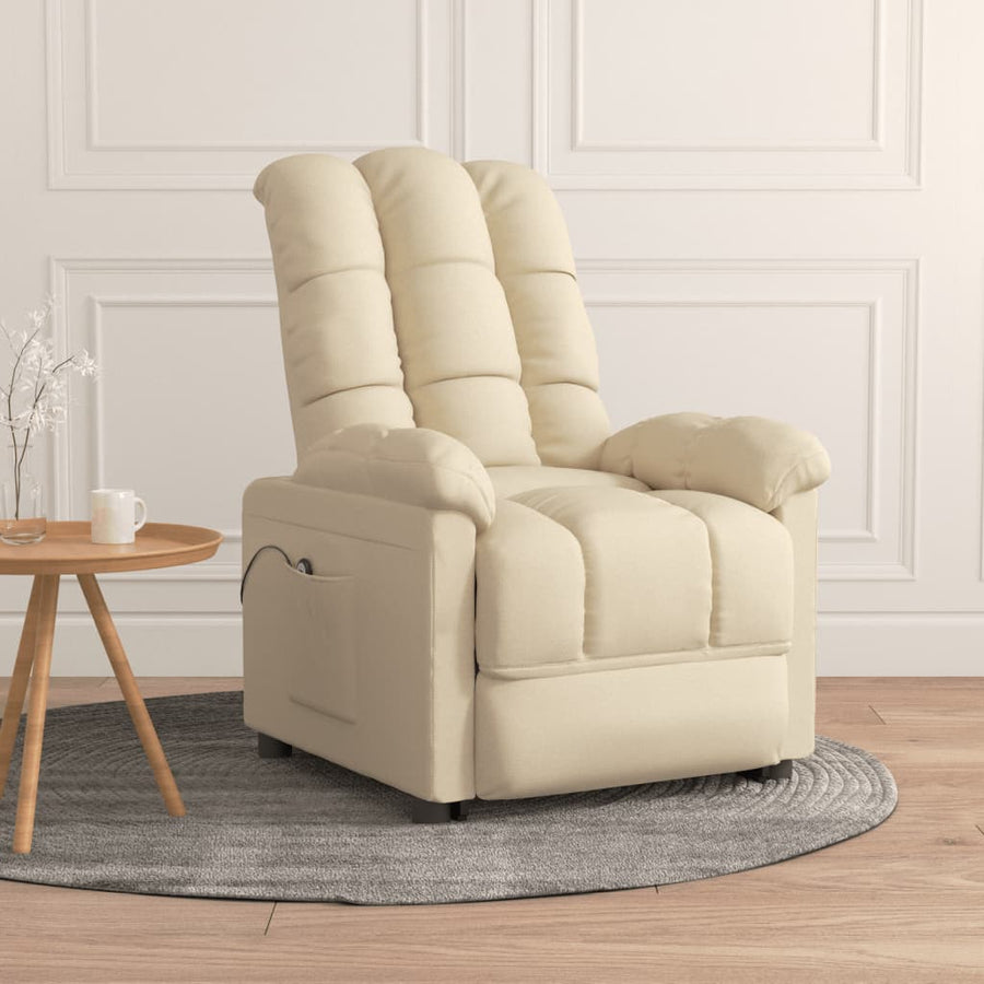 Fauteuil verstelbaar elektrisch stof crèmekleurig