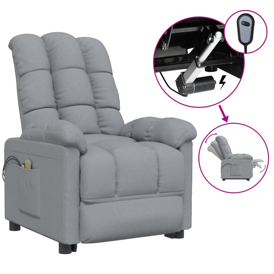 Massagestoel Elektrisch Stof Lichtgrijs