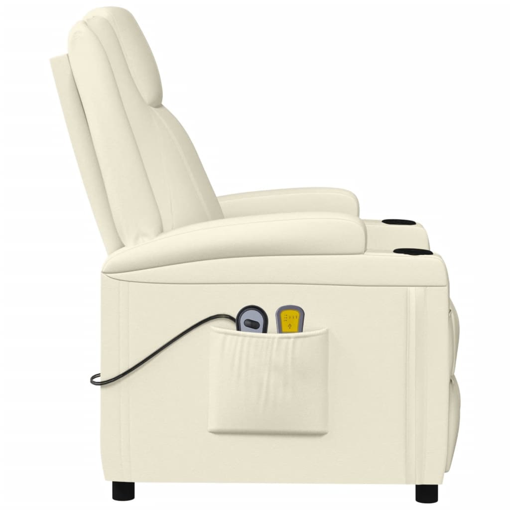 Massagestoel Elektrisch Kunstleer Wit Crème