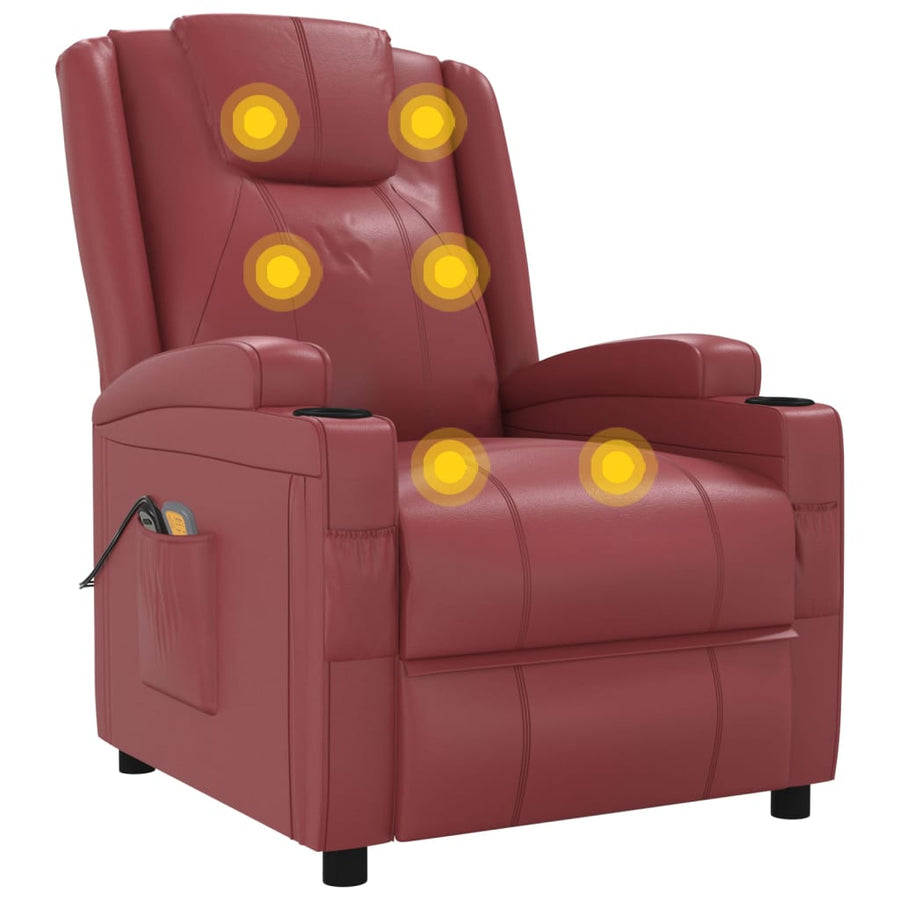 Massagestoel Elektrisch Kunstleer Wijnrood