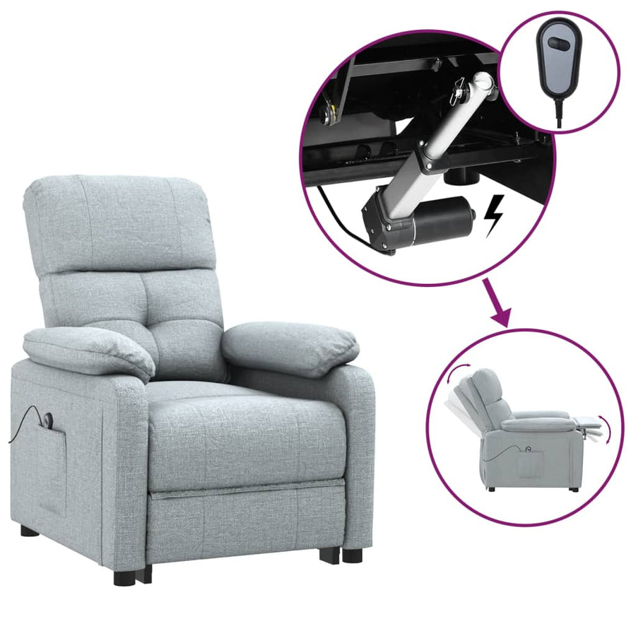Fauteuil Elektrisch Verstelbaar Stof Lichtgrijs 1