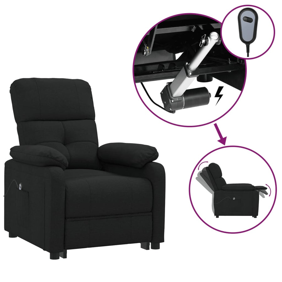 Fauteuil Verstelbaar Elektrisch Stof Zwart 1