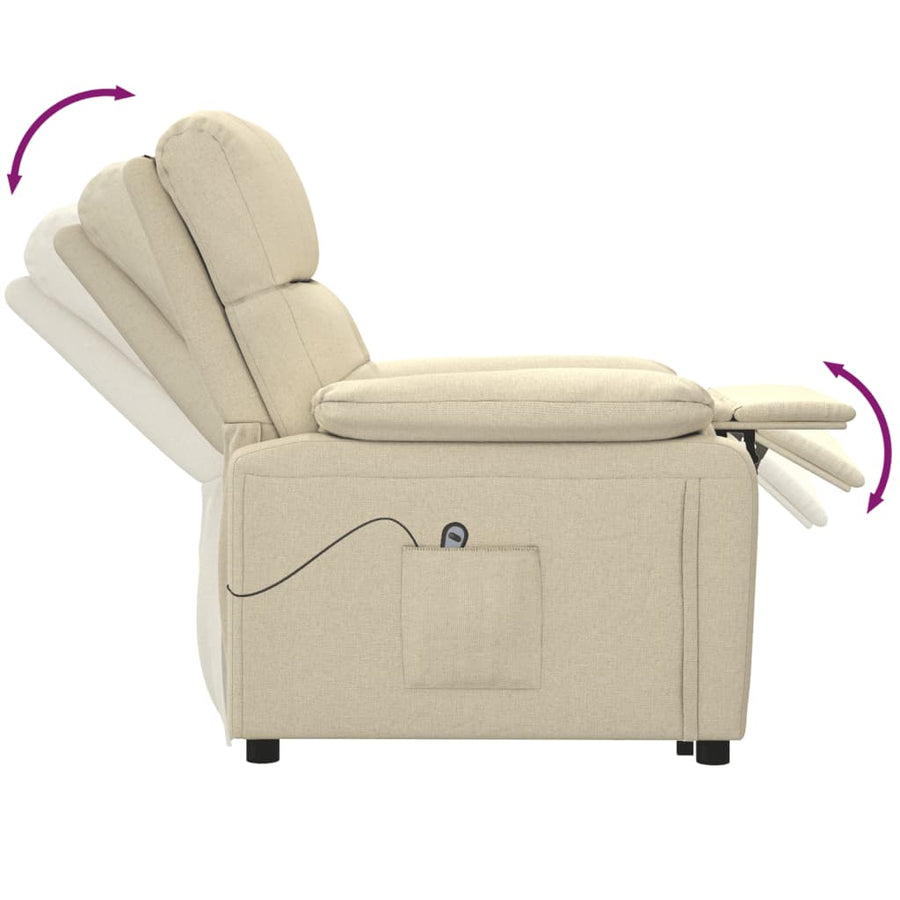 Fauteuil Verstelbaar Elektrisch Stof Crèmekleurig