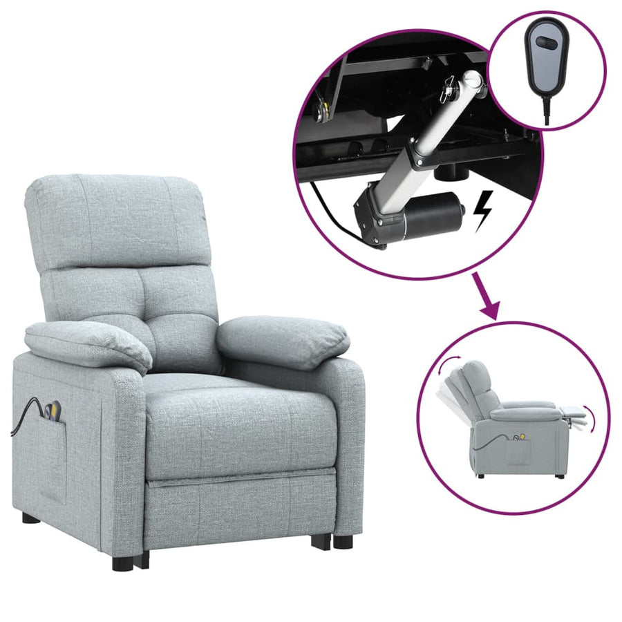 Massagestoel elektrisch stof lichtgrijs