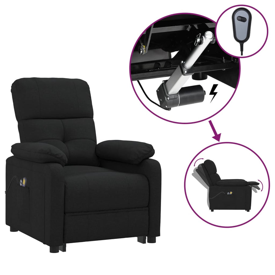 Massagestoel elektrisch stof zwart Zwart