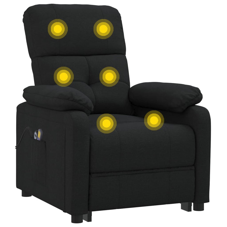 Massagestoel elektrisch stof zwart Zwart