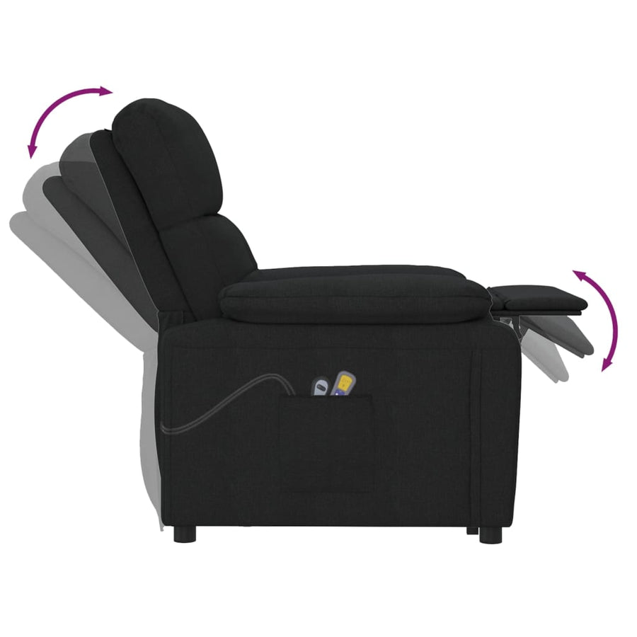 Massagestoel elektrisch stof zwart Zwart