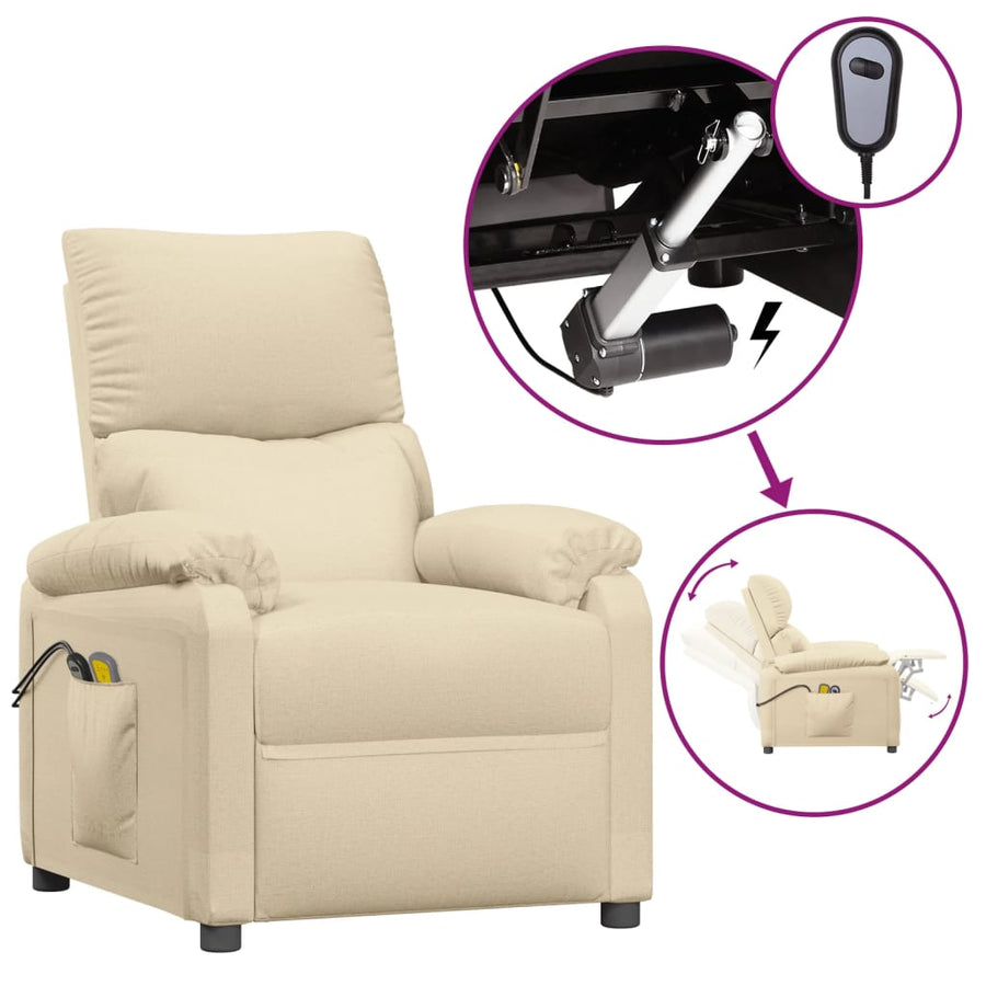 Massagestoel Elektrisch Stof Kleurig Crème