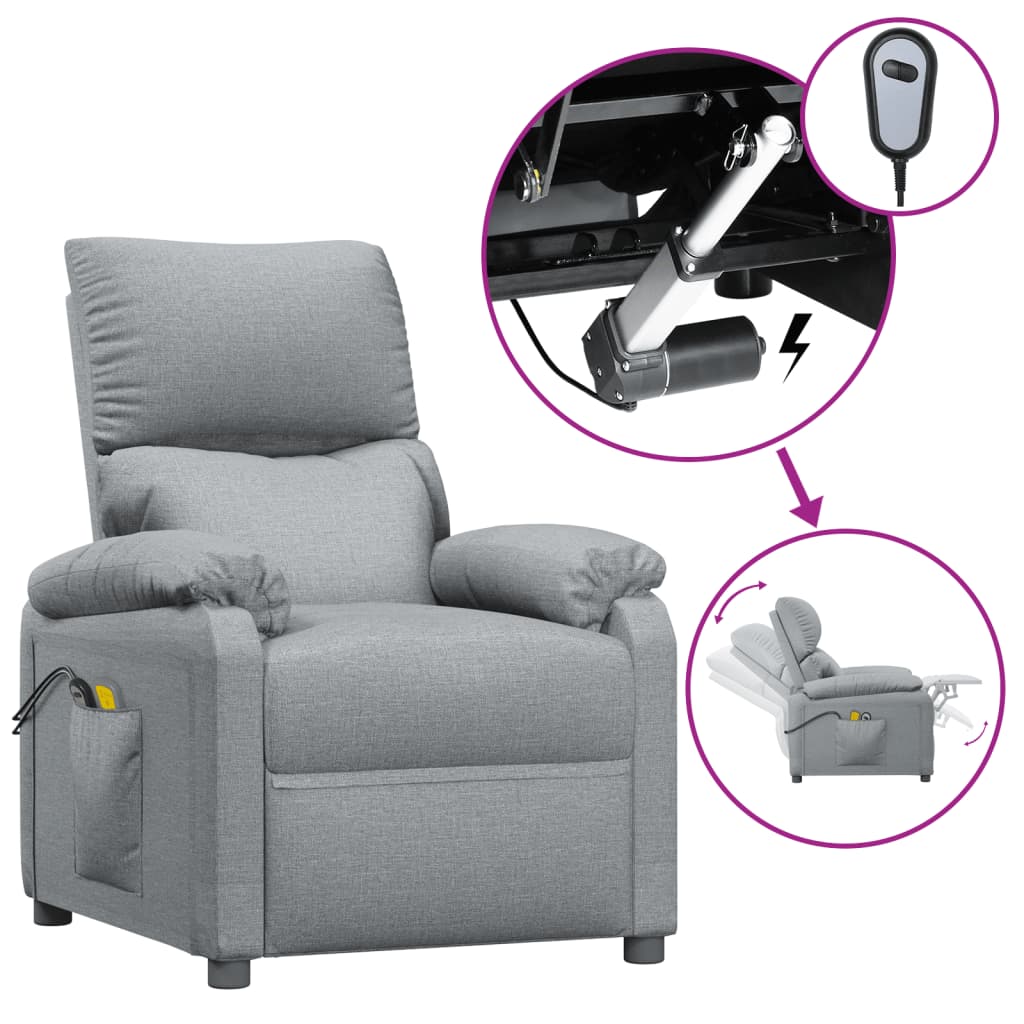 Massagestoel Elektrisch Stof Lichtgrijs