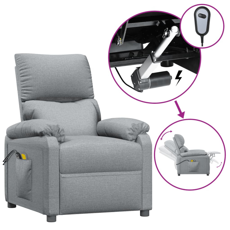 Massagestoel Elektrisch Stof Lichtgrijs