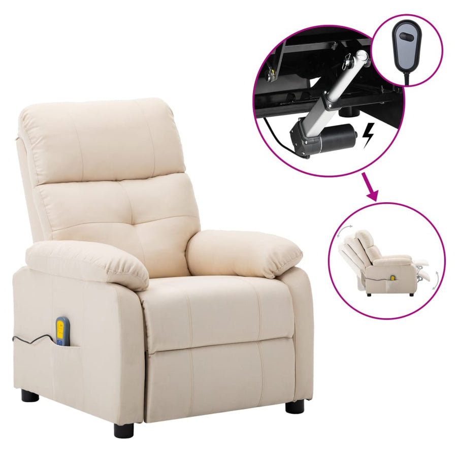 elektrische massagestoel crème stof