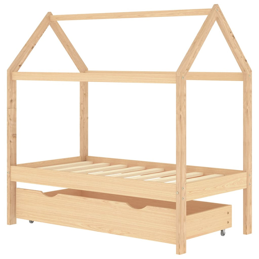 Kinderbedframe Met Lade Massief Grenenhout 70 x 140 cm Bruin 1 lade