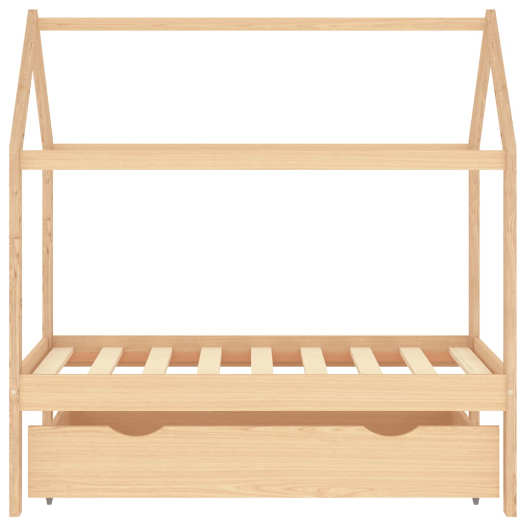 Kinderbedframe Met Lade Massief Grenenhout 70 x 140 cm Bruin 1 lade
