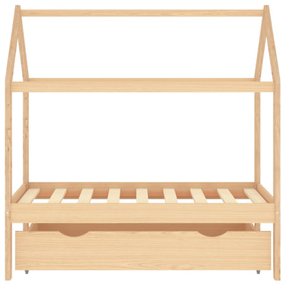 Kinderbedframe Met Lade Massief Grenenhout 70 x 140 cm Bruin 1 lade