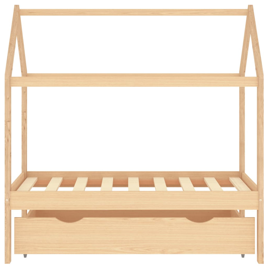 Kinderbedframe Met Lade Massief Grenenhout 70 x 140 cm Bruin 1 lade
