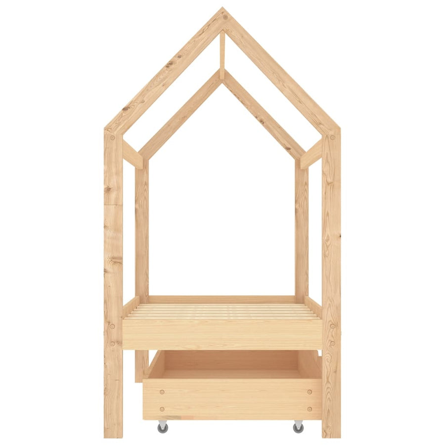 Kinderbedframe Met Lade Massief Grenenhout 70 x 140 cm Bruin 1 lade
