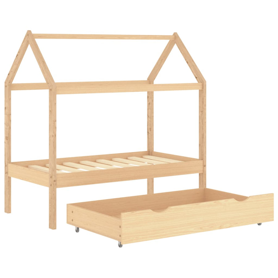 Kinderbedframe Met Lade Massief Grenenhout 70 x 140 cm Bruin 1 lade
