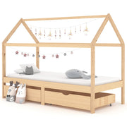 Kinderbedframe grenenhout 90x200 cm met lades