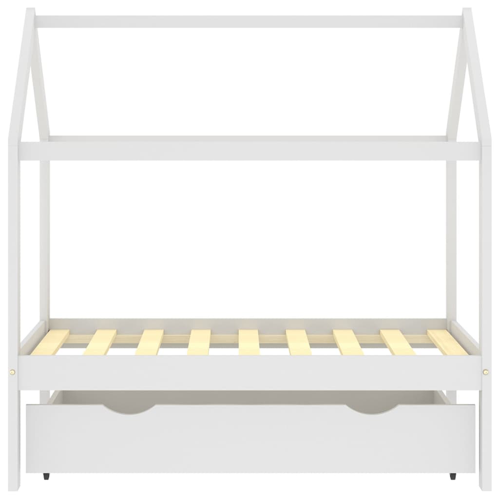 Kinderbedframe Met Lade Massief Grenenhout 70 x 140 cm Wit 1 lade