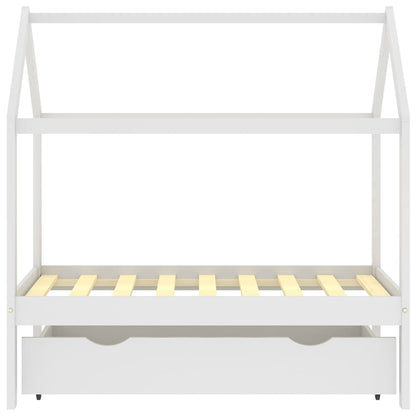 Kinderbedframe Met Lade Massief Grenenhout 70 x 140 cm Wit 1 lade